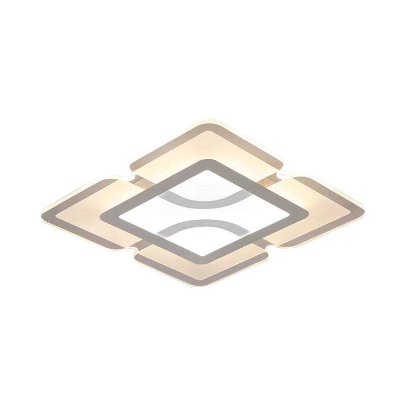 16.5"/35.5"/47" W Moderne LED Flush Leuchte Weiß Quadrat/Rechteck Ultradünn nah an Deckenleuchte mit Acryl Schatten