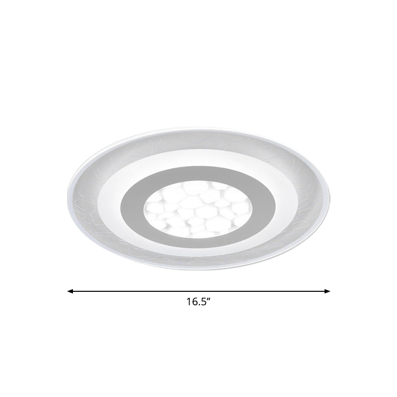 Thinnest Round/Square/Rectangle Ceiling Light Minimalist Acrylic Bedroom Small/Large LED Flush-Mount Light Fixture with Pebble Pattern in White