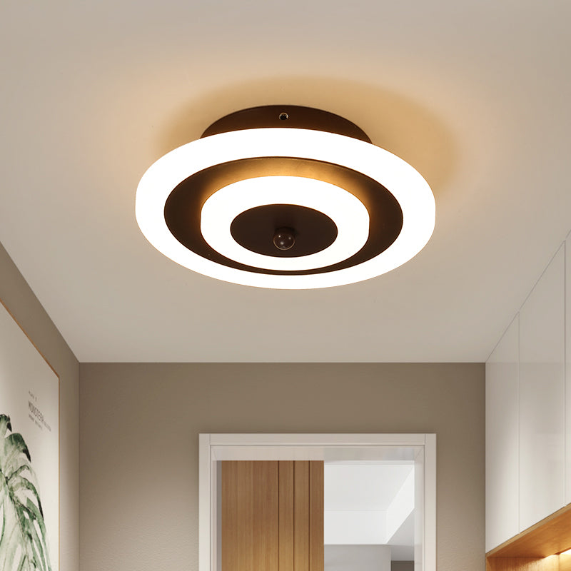 Round/Square Small Ceiling Lamp Simple Style Acrylic White/Coffee LED Flushmount in Warm/White Light for Corridor