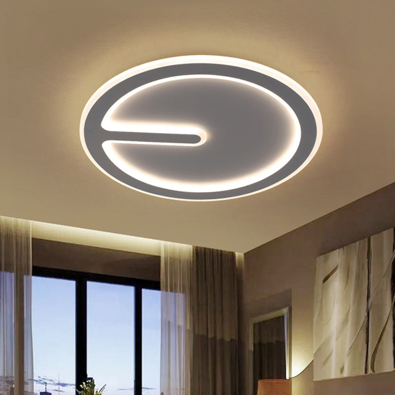 16"/19.5" W Acrylic Clock Ceiling Flush Light Simplicity White LED Flush-Mount Light Fixture in Warm/White Light for Bedroom