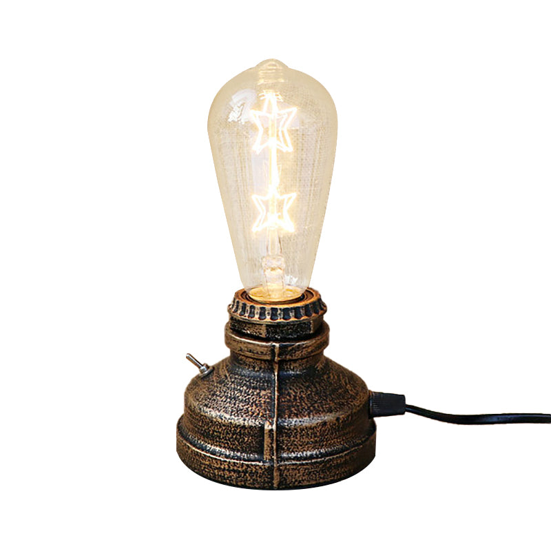 Bronze / vieilli en laiton 1 table de tête éclairage industriel fer forgé de bulbe de table debout lampe avec cordon plug-in