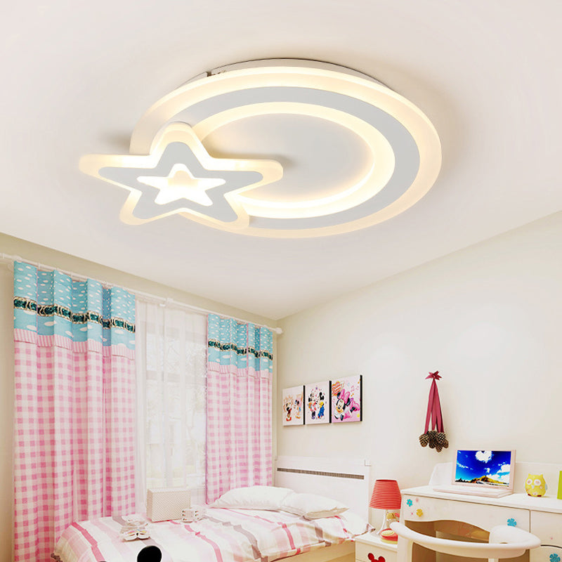 Lampada da soffitto a LED nordica ultrasottile Triangolo bianco/Cuore amoroso/Stella Lampada da incasso con paralume in acrilico, luce calda/bianca