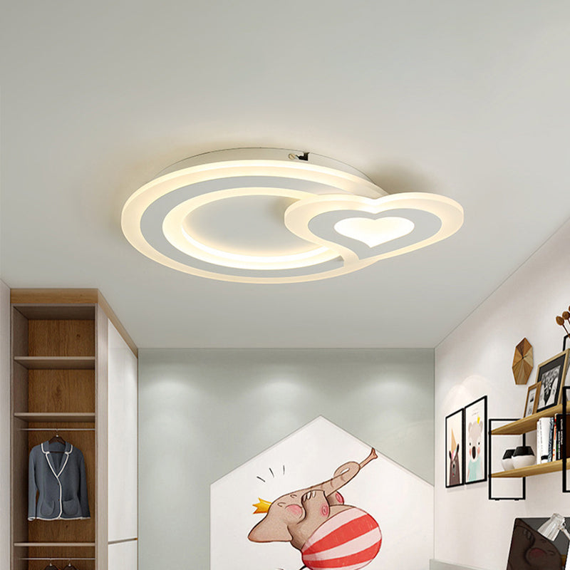 Lampada da soffitto a LED nordica ultrasottile Triangolo bianco/Cuore amoroso/Stella Lampada da incasso con paralume in acrilico, luce calda/bianca