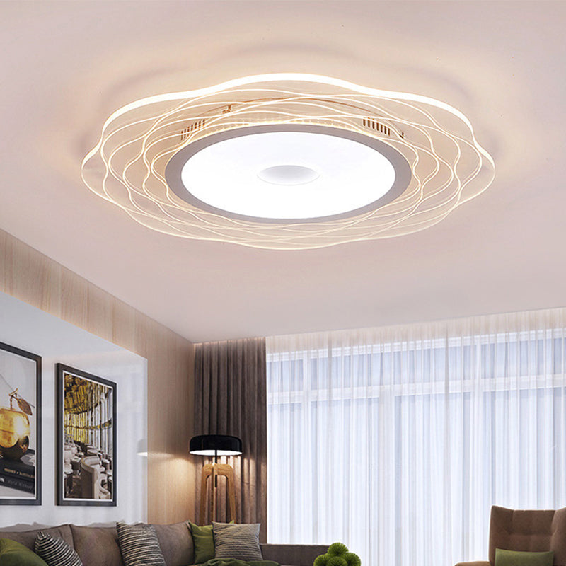 Super-Thin Scalloped Bedroom Flush Light Acryl Minimalist LED Flush Mount Ceiling Lamp in Warm/White Light, 16.5 "/20.5" /31 " W
