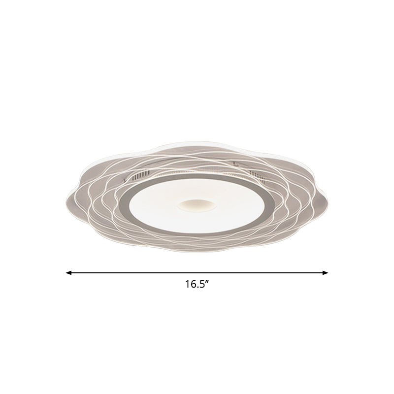 Super-Thin Scalloped Bedroom Flush Light Acrylic Minimalist LED Flush Mount Ceiling Lamp in Warm/White Light, 16.5"/20.5"/31" W