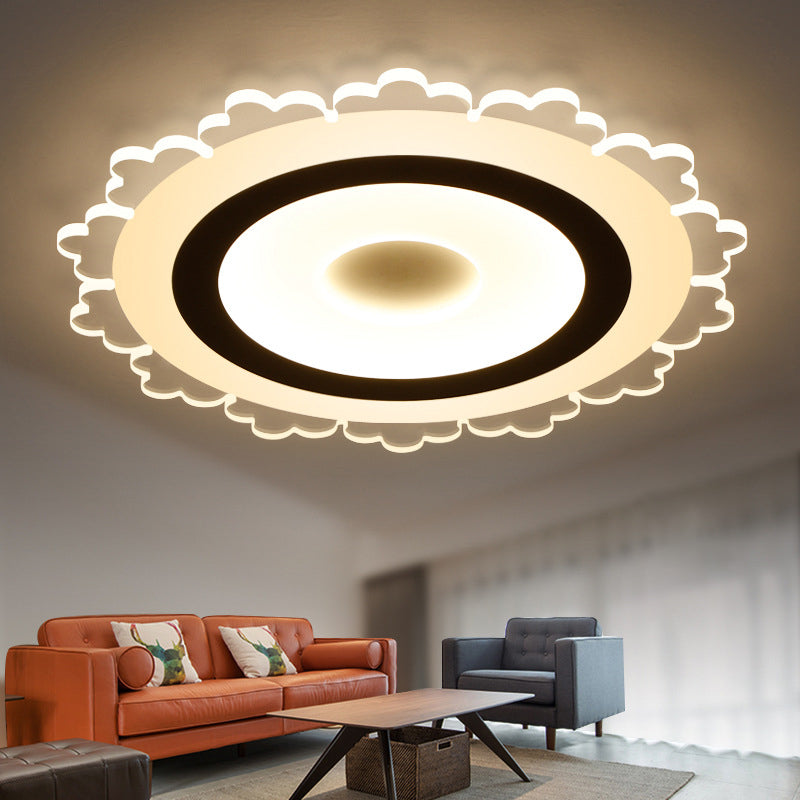 Flower Ultrathin LED Flushmount Minimalist Acrylic Bedroom Flush Mount Ceiling Light in White, 8"/16.5"/31" Width