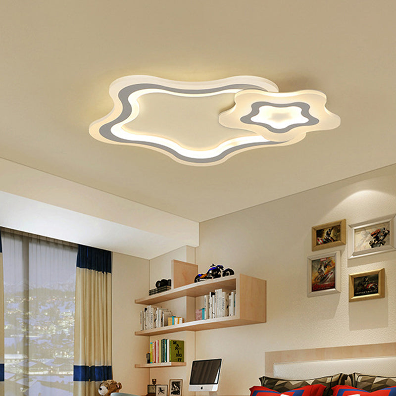 Star/Cloud/Loving Heart Ceiling Lamp Cartoon Acrylic Kids Bedroom LED Flush Mount Light in Warm/White Light