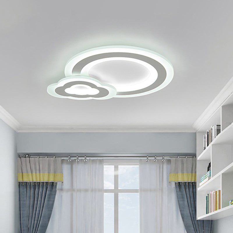 Star/Cloud/Loving Heart Ceiling Lamp Cartoon Acrylic Kids Bedroom LED Flush Mount Light in Warm/White Light