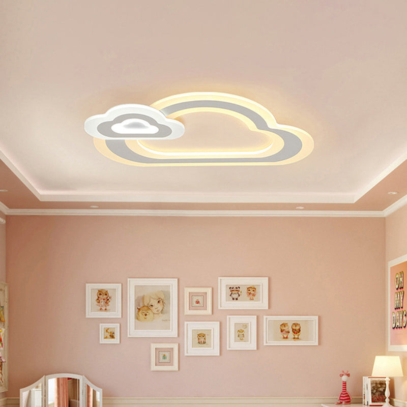 Star/Cloud/Loving Heart Ceiling Lamp Cartoon Acrylic Kids Bedroom LED Flush Mount Light in Warm/White Light