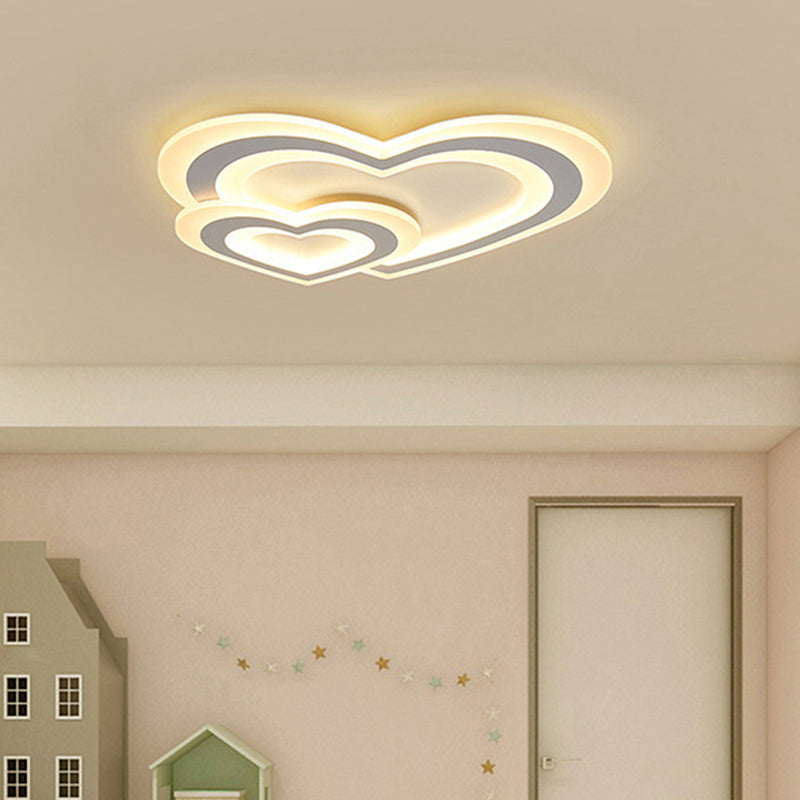 Star/Cloud/Loving Heart Ceiling Lamp Cartoon Acrylic Kids Bedroom LED Flush Mount Light in Warm/White Light