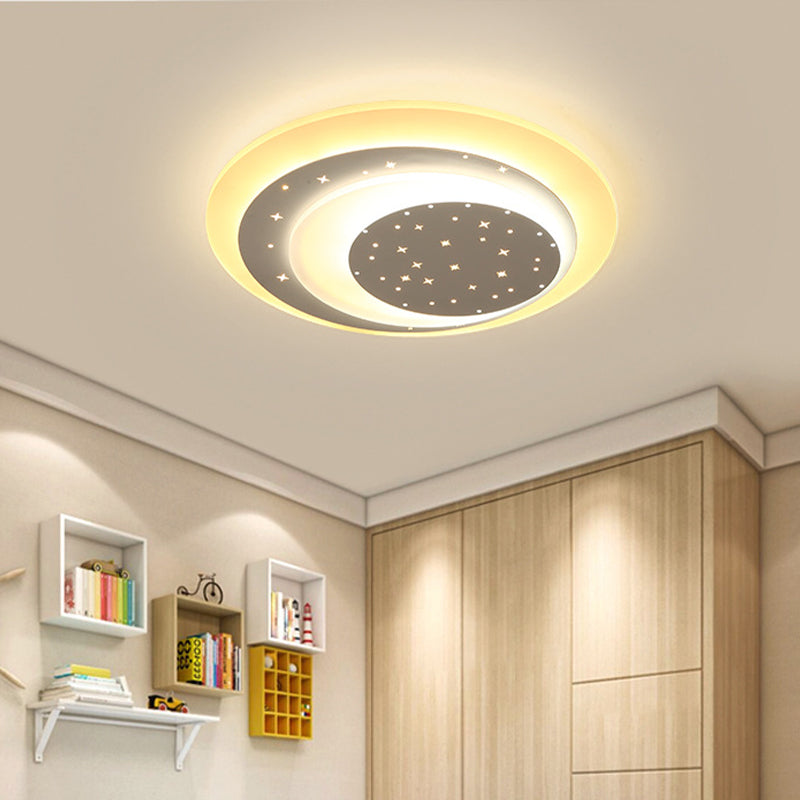 Starry Moon Night Massimale Illuminazione Moderna Acrilico 8 "/19.5" Wide LED White Flushmount Light in Warm / White Light