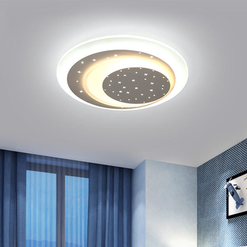 Starry Moon Night Massimale Illuminazione Moderna Acrilico 8 "/19.5" Wide LED White Flushmount Light in Warm / White Light