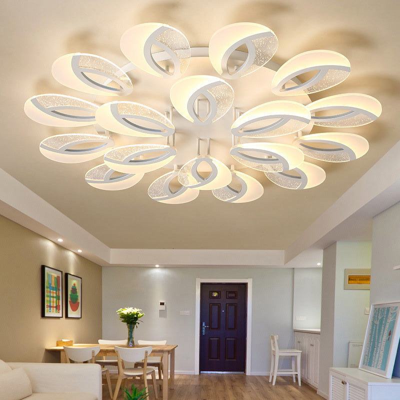 Petal LED Flush Ceiling Light Fixture Modernist Acrylic 5/9/18-Light White Semi Mount Lighting for Bedroom