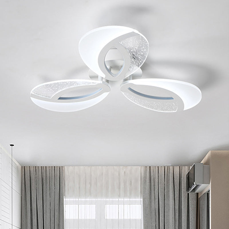 Lámpara de montaje de LED de montaje de LED de la sala de estar moderna Luz de techo ultrafino de color blanco con sombra de acrílico floral, luz cálida/blanca