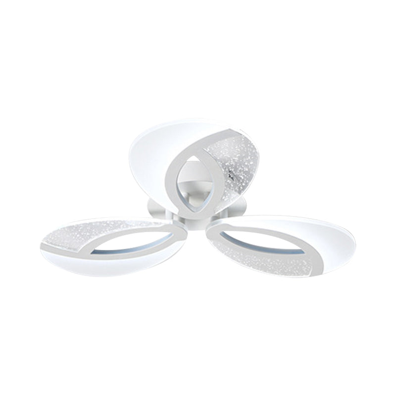 Lámpara de montaje de LED de montaje de LED de la sala de estar moderna Luz de techo ultrafino de color blanco con sombra de acrílico floral, luz cálida/blanca