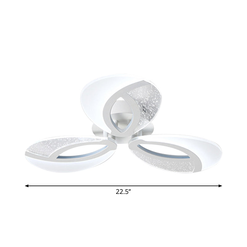 Lámpara de montaje de LED de montaje de LED de la sala de estar moderna Luz de techo ultrafino de color blanco con sombra de acrílico floral, luz cálida/blanca