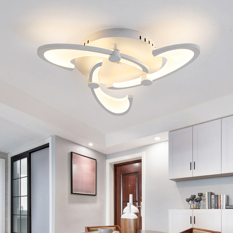 White Spiral Floral Flush Mount Lamp Modernism 3/6/12-Kopf Acryl Semi Flush Ceiling Light in Warm/White Light