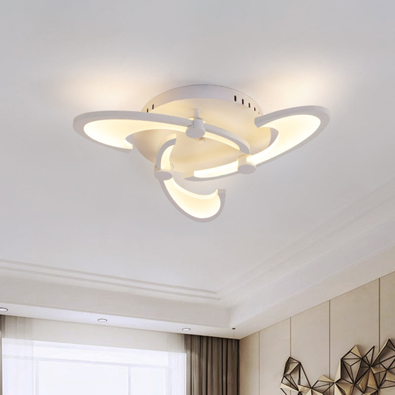 White Spiral Floral Flush Mount Lamp Modernism 3/6/12-Kopf Acryl Semi Flush Ceiling Light in Warm/White Light