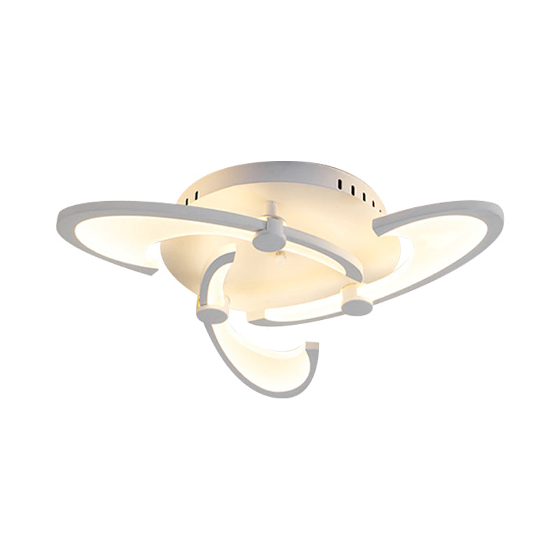White Spiral Floral Flush Mount Lamp Modernism 3/6/12-Head Acrylic Semi Flush Ceiling Light in Warm/White Light