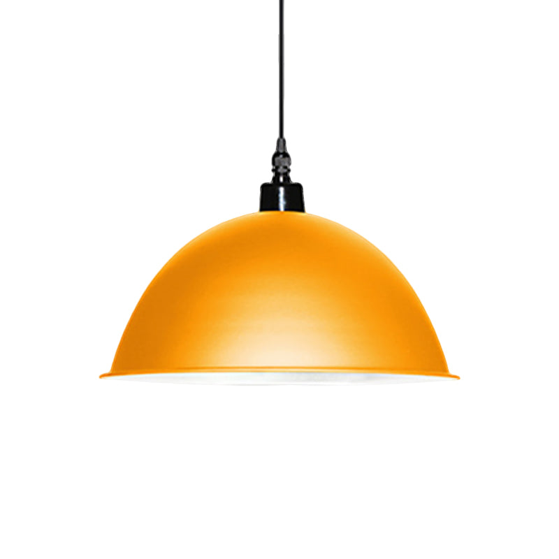 1 hoofdhangende lamp met koepelschaduw metalen industriële woonkamer plafond hanglamp in rood/geel