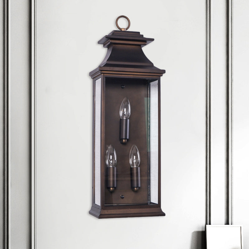 3 Bulbs Candle Wall Mounted Light Fixture Industrial Matte Bronze Metal Lighting for Living Room