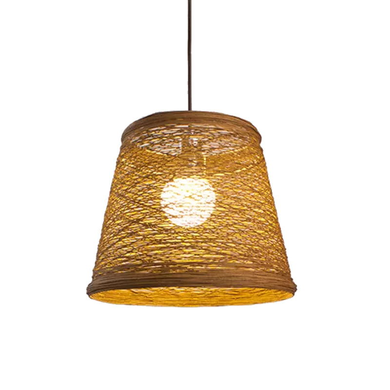 Taps toelopende trommel rotan hanglamp moderne stijl 1 kop zwart/rood/roze plafond hang licht boven eettafel