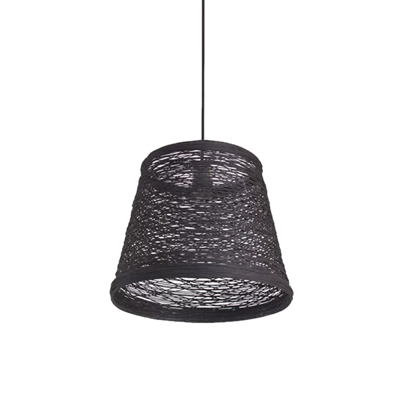 Taps toelopende trommel rotan hanglamp moderne stijl 1 kop zwart/rood/roze plafond hang licht boven eettafel
