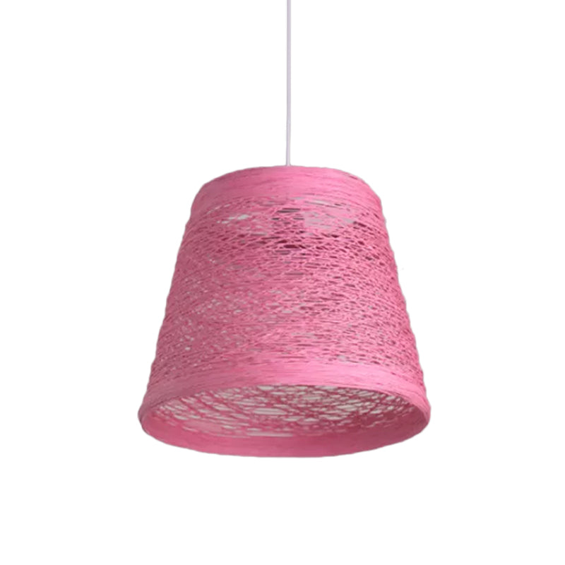 Taps toelopende trommel rotan hanglamp moderne stijl 1 kop zwart/rood/roze plafond hang licht boven eettafel