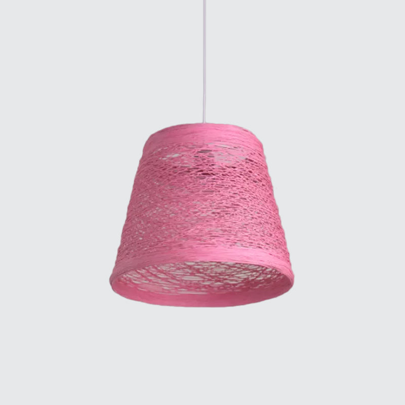 Taps toelopende trommel rotan hanglamp moderne stijl 1 kop zwart/rood/roze plafond hang licht boven eettafel