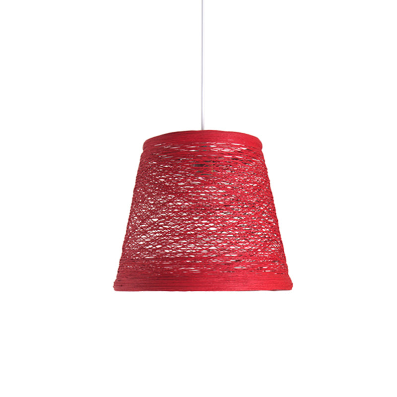 Taps toelopende trommel rotan hanglamp moderne stijl 1 kop zwart/rood/roze plafond hang licht boven eettafel