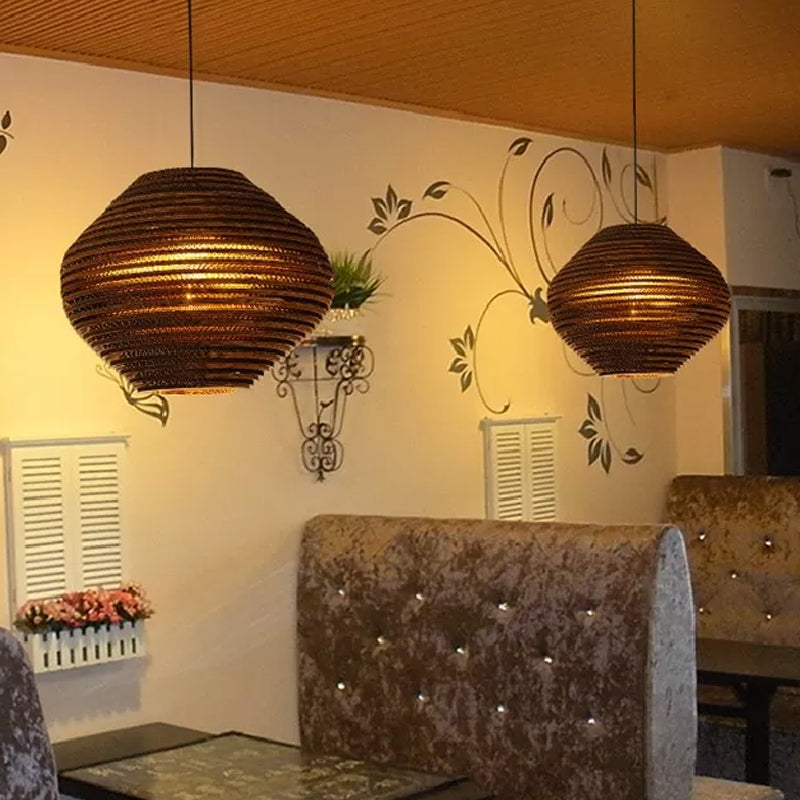 1 Lampen Bistro -Anhänger Beleuchtung rustikal braun