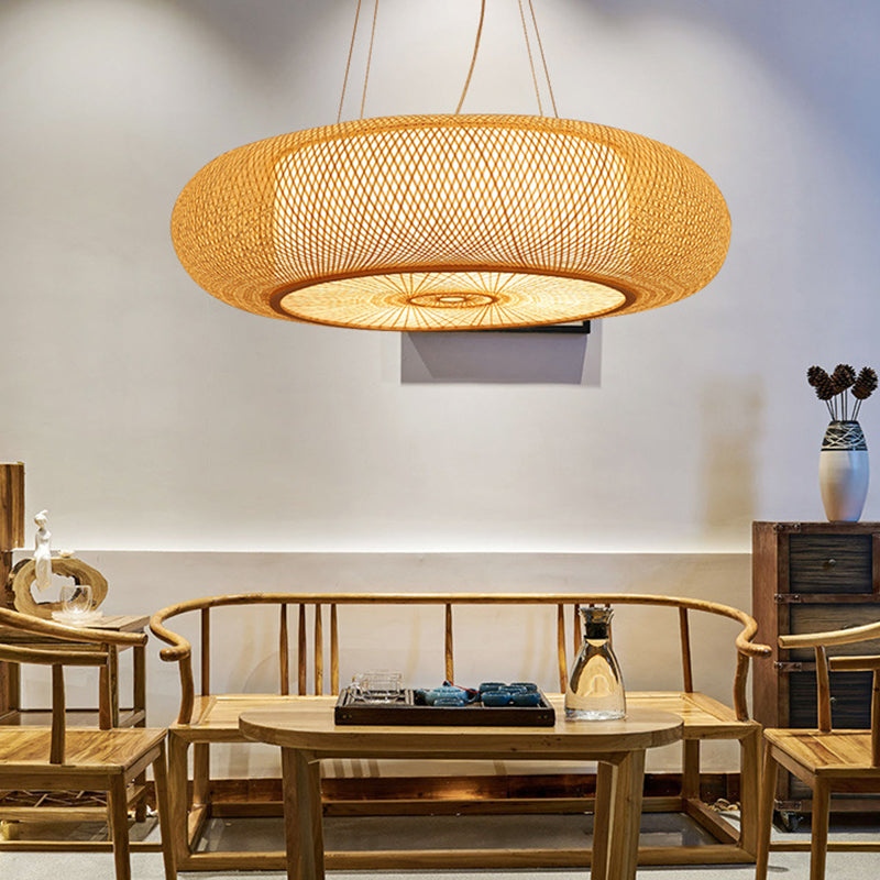 Bamboo fatto a mano Bamboo appeso Cinese 1 lampadina 18 "/19.5" /31,5 "BEIGE BEIGE BEIPING PENDANT PER TEREDA