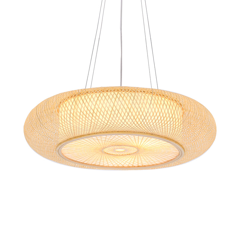 Bamboo fatto a mano Bamboo appeso Cinese 1 lampadina 18 "/19.5" /31,5 "BEIGE BEIGE BEIPING PENDANT PER TEREDA