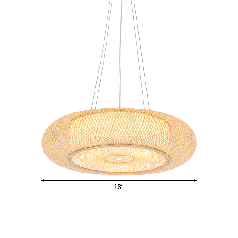 Bamboo fatto a mano Bamboo appeso Cinese 1 lampadina 18 "/19.5" /31,5 "BEIGE BEIGE BEIPING PENDANT PER TEREDA