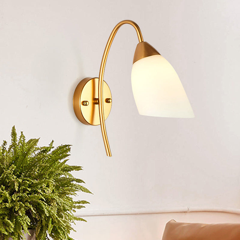 Cône / Tulip Livrée Lampe murale minimaliste Verre ivoire en or 1-Light Gold Golylock Appince Éclairage