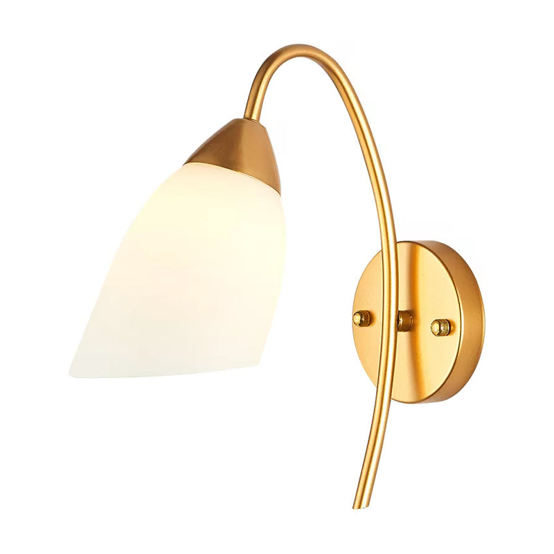 Cône / Tulip Livrée Lampe murale minimaliste Verre ivoire en or 1-Light Gold Golylock Appince Éclairage