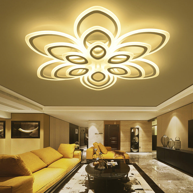 Plafond de salon en fleur luxueuse luministe acrylique moderniste LED semi-chasseur éclairage en blanc, 19 "/ 30" / 43 "de largeur