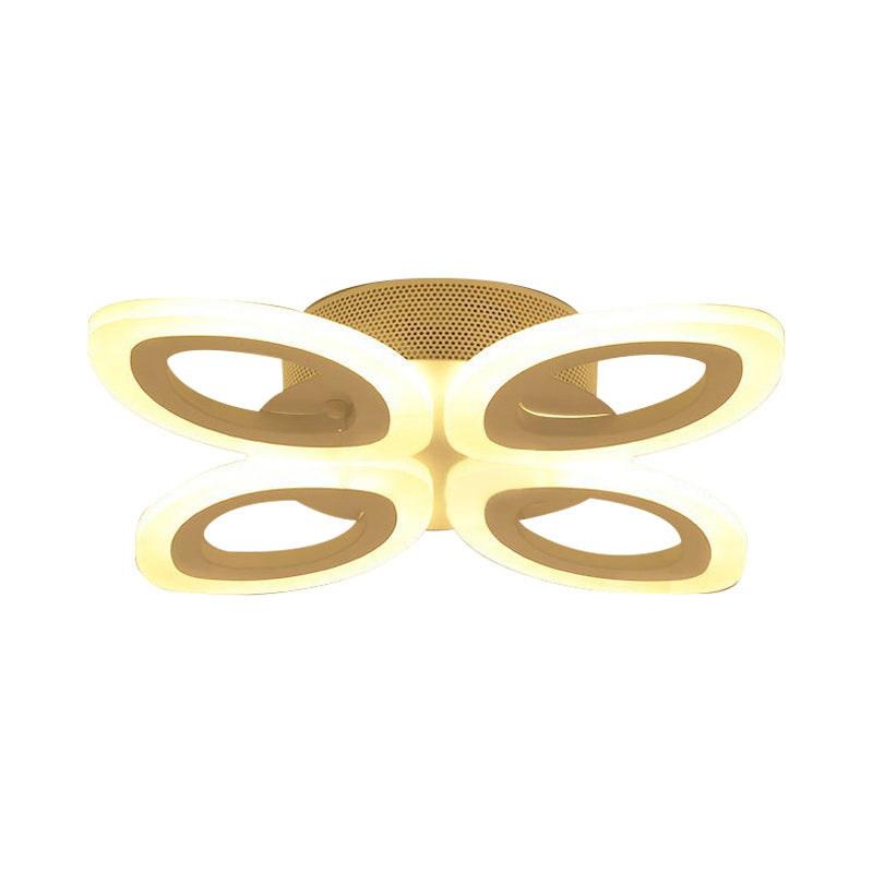 Plafond de salon en fleur luxueuse luministe acrylique moderniste LED semi-chasseur éclairage en blanc, 19 "/ 30" / 43 "de largeur