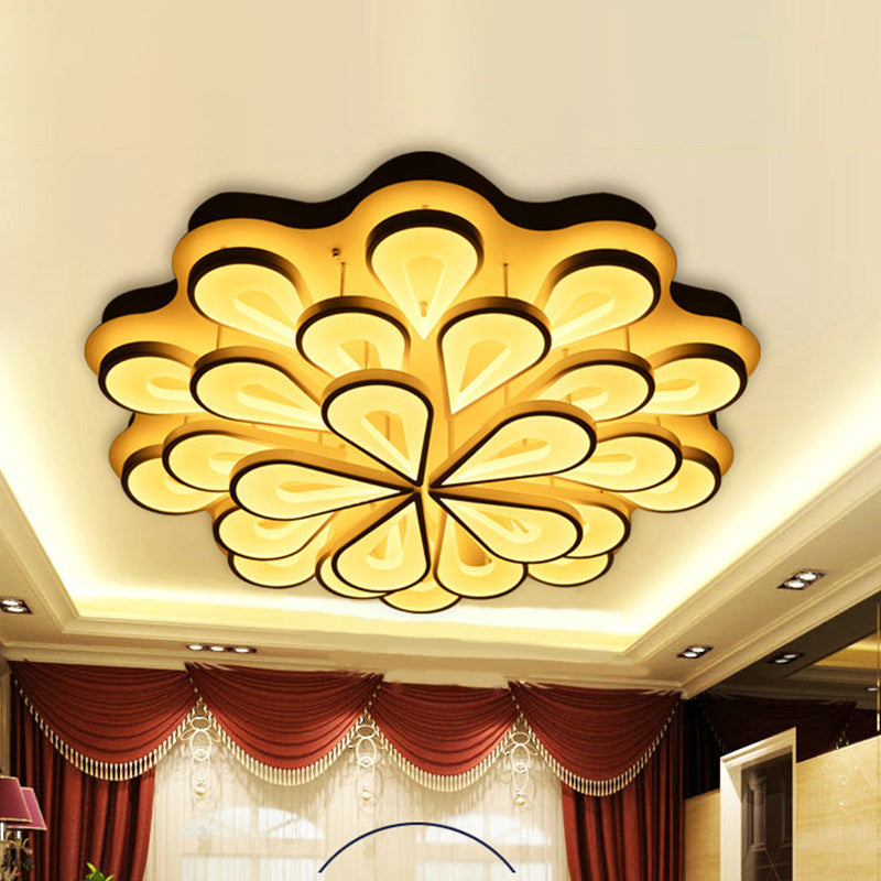 Moderno elegante goccia di pioggia a filo acrilico il 15/06/25 teste soggiorno Blossom Blossom Semi Flush Affermazione Luce a soffitto in luce calda/bianca