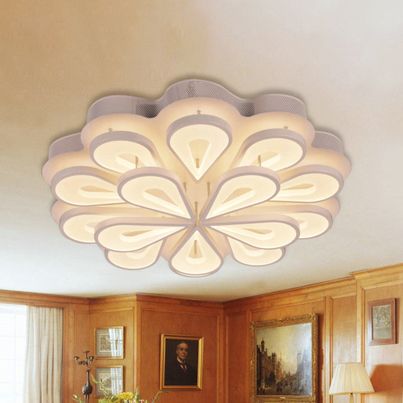 Moderno elegante goccia di pioggia a filo acrilico il 15/06/25 teste soggiorno Blossom Blossom Semi Flush Affermazione Luce a soffitto in luce calda/bianca