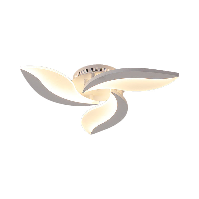 White Leaf Shaped Flushmount Lighting Contemporary 3/12/15 Lights Acrylic LED Semi Flush Mount Ceiling Light