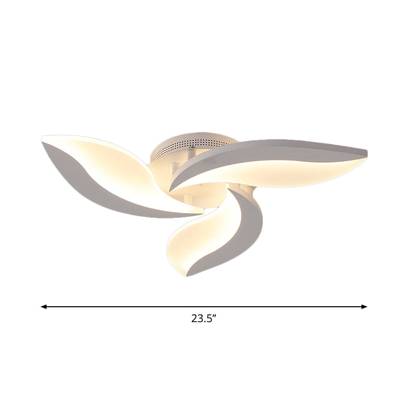 White Leaf Shaped Flushmount Lighting Contemporary 3/12/15 Lights Acrylic LED Semi Flush Mount Ceiling Light