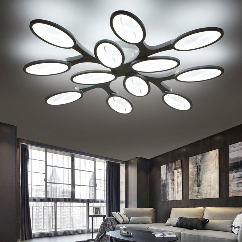 Ramo ovale acrilico semifulto semifulco contemporaneo 6/9/12 luci bianche a LED vicino alla lampada a soffitto in luce calda/bianca