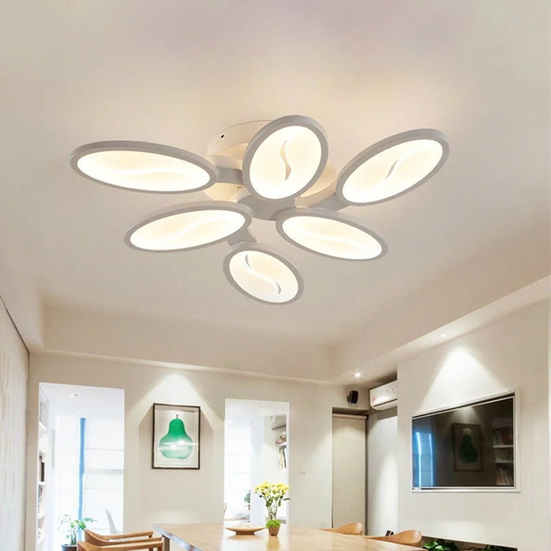 Ramo ovale acrilico semifulto semifulco contemporaneo 6/9/12 luci bianche a LED vicino alla lampada a soffitto in luce calda/bianca