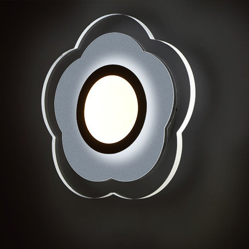 Simplicity Flower Flush Wall Sconce Acrylic Bedroom LED Wall Light Kit in Warm/White Light