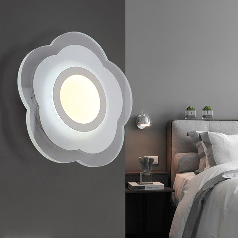 Simplicity Flower Flush Wall Sconce Acrylic Bedroom LED Wall Light Kit in Warm/White Light