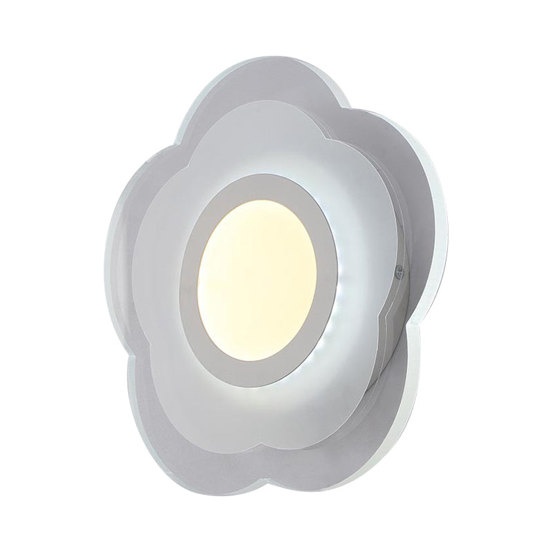 Simplicity Flower Flush Wall Sconce Acrylic Bedroom LED Wall Light Kit in Warm/White Light