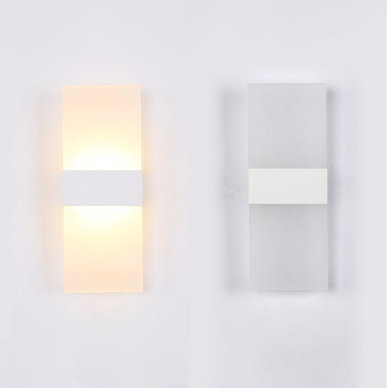 Black/White Rectangular LED Sconce Light Minimalist Acrylic Thinnest Wall Mounted Lamp in Warm/White Light, 11.5"/16" W