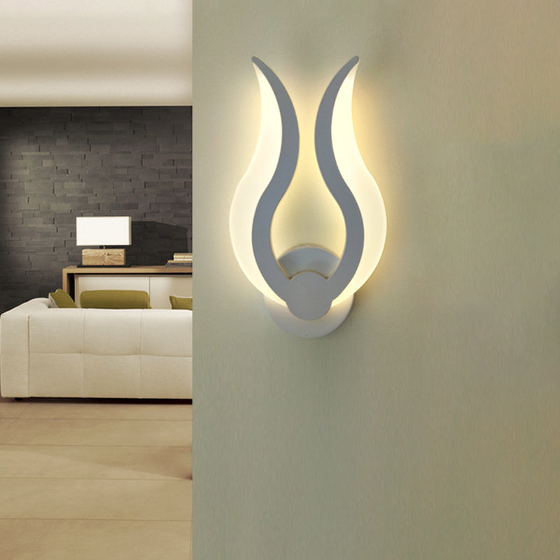 Flame Shaped Bedroom Wall Sconce Lighting Acrylic LED Nordic Wall Mount Light in Warm/White Light