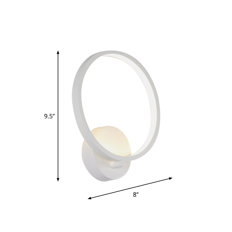 White Circle LED Sconce Light Fixture Minimalist Acrylic Wall Mount Lighting in Warm/White Light for Corridor, 8"/10" W